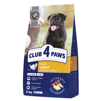 Сухой корм Club 4 Paws Adult Small Breeds Light - сухой корм с индейкой для взрослых собак малых пород склонных к ожирению (контроль веса) 5 кг (B4571201)