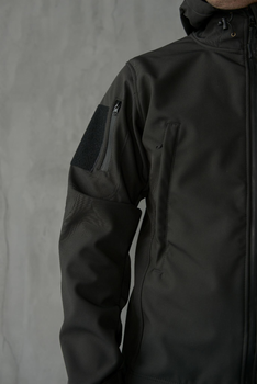 Куртка Softshell чоловіча Поліція з Флісовою підкладкою чорна / Демісезонна водонепроникна XL