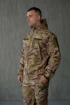 Куртка Softshell чоловіча Multicam з Флісовою підкладкою колір мультикам / Демісезонна водонепроникна 4XL
