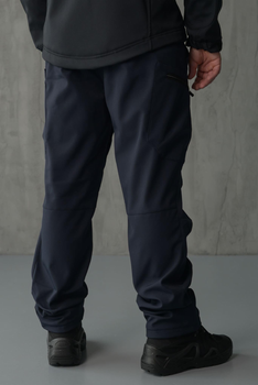Чоловічі штани SoftShell для ДСНС на флісі із високою Посадкою / Щільні Брюки темно-сині 3XL