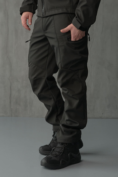 Брюки мужские SoftShell для полиции на флисе с высокой посадкой / Ветро и водозащитные штаны 2XL