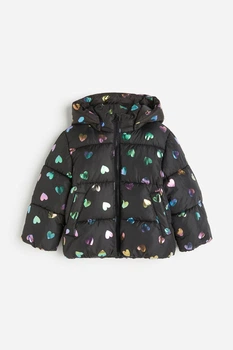 Куртка чорна в серця H&M 110-116см (400094846)