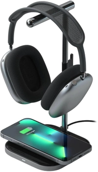 Бездротовий зарядний пристрій Satechi 2-in-1 7.5W Headphone Stand with Wireless Charger Чорний (ST-UCHSMCM)