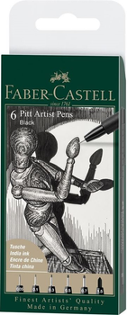 Набір лінерів Faber Castell Pitt Artist Pen Чорний 6 шт (4005401671541)