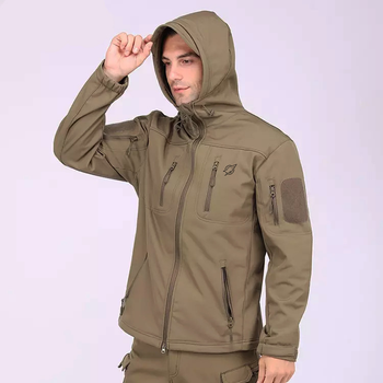 Тактическая куртка Eagle Soft Shell JA-01-0 с флисом Olive Green XL