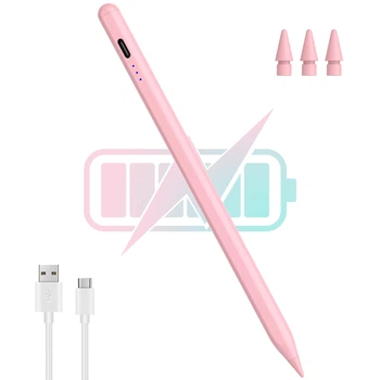 Универсальный стилус Active Stylus Pencil C06 для планшетов и телефонов (Android, iOS, Type-C, 3 наконечника, работает на всех сенсорных устройствах) - Розовый