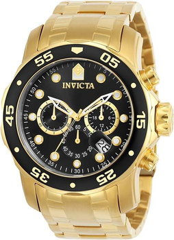Классические часы Invicta 0072 Chronograph, часы золотистые, инвикта
