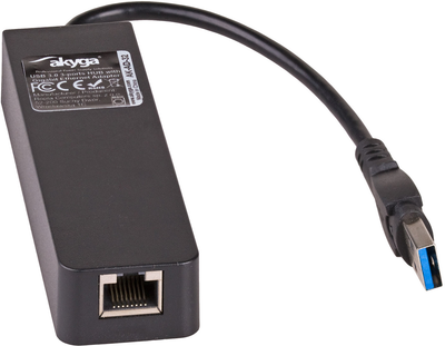 Hub USB Akyga AK-AD-32 USB 3.0 3-port + Ethernet Black