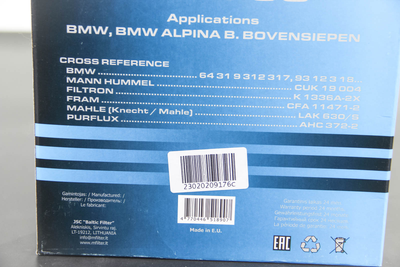 Фільтр салону вугільний BMW X3, MFILTER (K9176C)