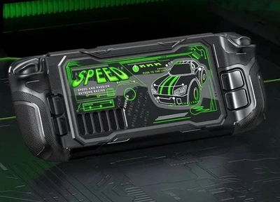 Защитный чехол бампер с рисунком Jingdu для игровой консоли Valve Steam Deck / Steam Deck Oled, Green