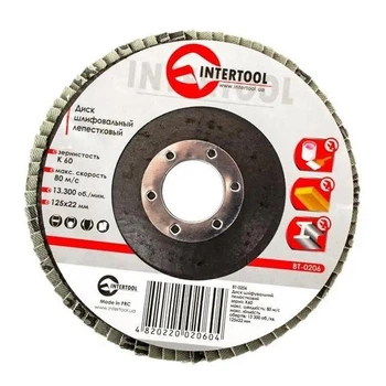 Диск шлифовальный лепестковый Intertool 125x22 мм, зерно K60