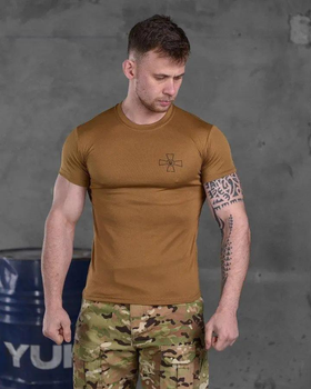 Тактична чоловіча футболка з написом ЗСУ потовідвідний L койот (85687)