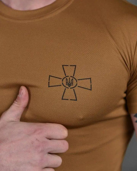 Тактическая мужская футболка с надписью ЗСУ потоотводящая L койот (85687)