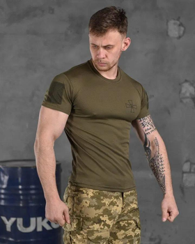 Тактическая мужская футболка с надписью ЗСУ потоотводящая 3XL олива (85683)