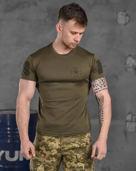 Тактическая мужская футболка с надписью ЗСУ потоотводящая M олива (85683)