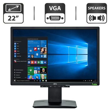 Монітор Б-клас Fujitsu B22W-6 Black / 22" (1680x1050) TN / VGA, DVI / Вбудовані колонки 2x 1.5W / VESA 100x100 б/в