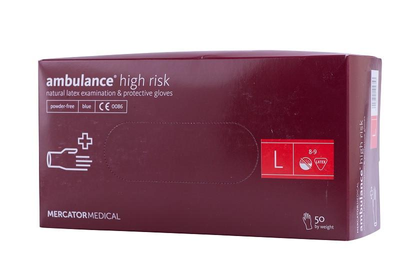 Перчатки Ambulance High Risk латекс повышенной прочности25 пар L синие