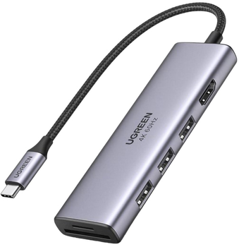Хаб Ugreen CM511 USB Type-C USB 3.0 + HDMI Gray (6941876212620)