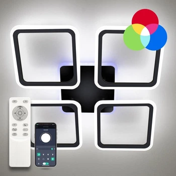 Світильник світлодіодний стельовий LUMINARIA LOOK RGB 120W 4S BLACK 220V IP20 з пультом ДУ