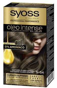 Trwała farba do włosów Syoss Oleo Intense Permanent Hair Color bez amoniaku 5 - 54 Ashy Light Brown 115 ml (8410436332170)