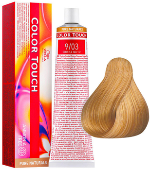 Półtrwała farba bez amoniaku Wella Color Touch Pure Naturals 9 - 03 Very Light Blonde Natural Gold 60 ml (8005610528960)