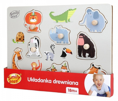 Układanka drewniana Smily Play Safari 30 x 22 cm 8 elementów (5905375838058)