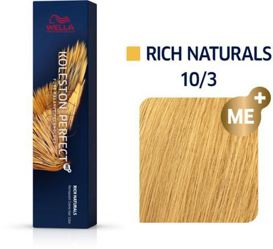 Trwała farba do włosów Wella Koleston Perfect Me + Rich Naturals 10 - 3 Lightest Blonde Gold 60 ml (8005610653587)