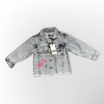 Джинсова куртка ZARA "Barbie" на кнопках для дівчинки 104 см (3-4 роки) Сірий 1377-25