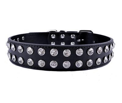 Нашийник для собаки шкіряний зі стразами Lockdog, Д 41-51см, Ш 3,5 см (ld115_L)