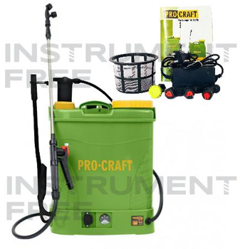 Акумуляторний обприскувач ProCraft AS-16/2 (2 в 1, ручний та акумуляторний режим, 16л, 12А/год, 3 насадки в комплекті)