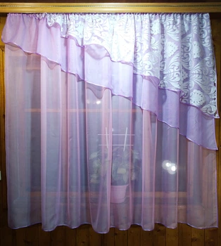 Занавеска готовая короткая Алия розовая 280*170 см