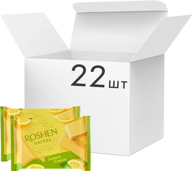 Упаковка вафель Roshen Wafers Лимон 72 г х 22 шт (4823077642395)