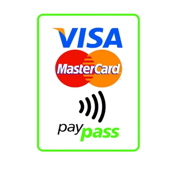 Наклейка Visa MasterCard PayPass наклейка для магазину безготівкова оплата вертикальна