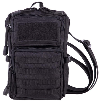 Однолямочная сумка тактическая через плечо Черная (TY-231) (для документов, турникета, фонаря, компаса, карабина)