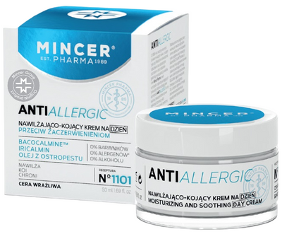 Крем Mincer Pharma Antiallergic зволожувальний і заспокійливий денний проти почервоніння №1101 50 мл (5905279887923)