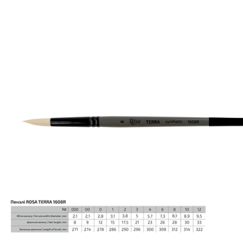 Кисть синтетика круглая Rosa Terra 1608R №8 длинная ручка