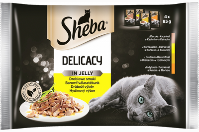  Вологий корм для котів Sheba Delicacy in Jelly Колекція смаків птиці 8 х 85 г (5900951310072)
