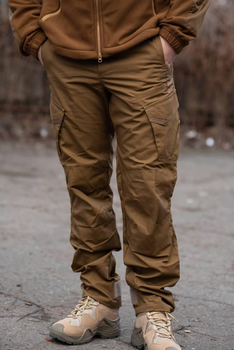 Мужские тактические штаны Kayman Military койот с усиленными зонами и накладными карманами Rip-stop 34/34