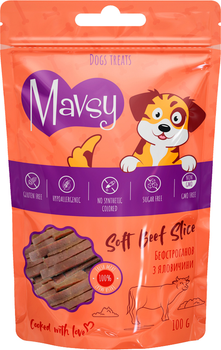 Лакомство для собак Mavsy Soft Beef Slice - Мавси Бефстроганов с говядиной 100 г (4820266800246)