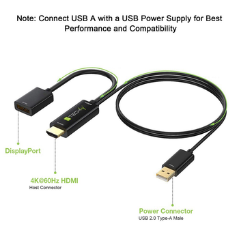 Перехідник TECHly HDMI / DisplayPort + USB power (ICOC HDMI-DP12A60)