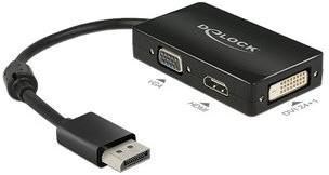 Adapter DeLock DisplayPort - VGA / HDMI / DVI pasywny Black (4043619626564)