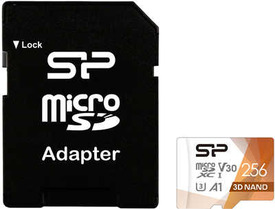 Карта памяти Silicon Power microSDXC 256GB U3 A1 V30 + adapter (SP256GBSTXDU3V20AB)