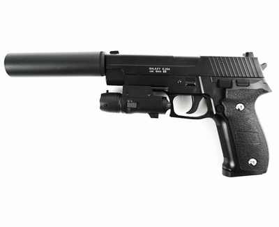 Детский страйкбольный пистолет Colt G.26A металлический с глушителем и прицелом Galaxy G.26A Черный