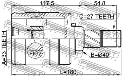 ШРКШ (ШРУС) внутрішній лівий 33x40x27 NISSAN QASHQAI 06-, FEBEST (0211JJ10ELH)