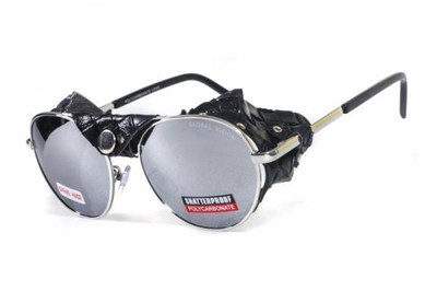 Очки защитные Global Vision Aviator-5 (silver mirror) зеркальные серые со съёмным уплотнителем из синтетической кожи