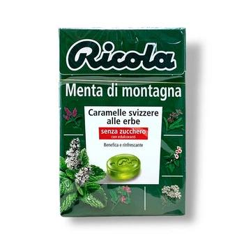 Льодяники швейцарські без цукру RICOLA гірська м'ята Menta di Montagna Senza Zucher 50г