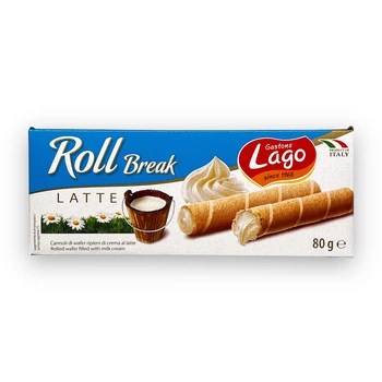 Вафельные трубочки Lago с молочным кремом roll break latte, 80 г