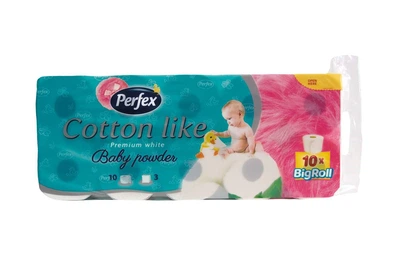 Папір туалетний Perfex Premium Cotton Baby Powder 3 шари 10 рулонів