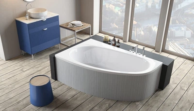 Ванна акрилова Naxia 170x110L + ніжки + сифон R135L (WA1-33-170x110LS)_TM Radaway
