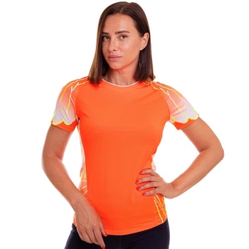 Футболка жіноча спортивна для фітнесу Zelart Sport Team 7320 розмір L (165-170см) Orange-White